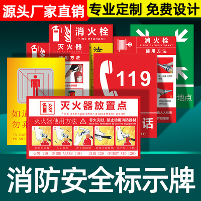 消防栓灭火器使用方法贴纸说明消火栓标识贴定制消防警示不干胶